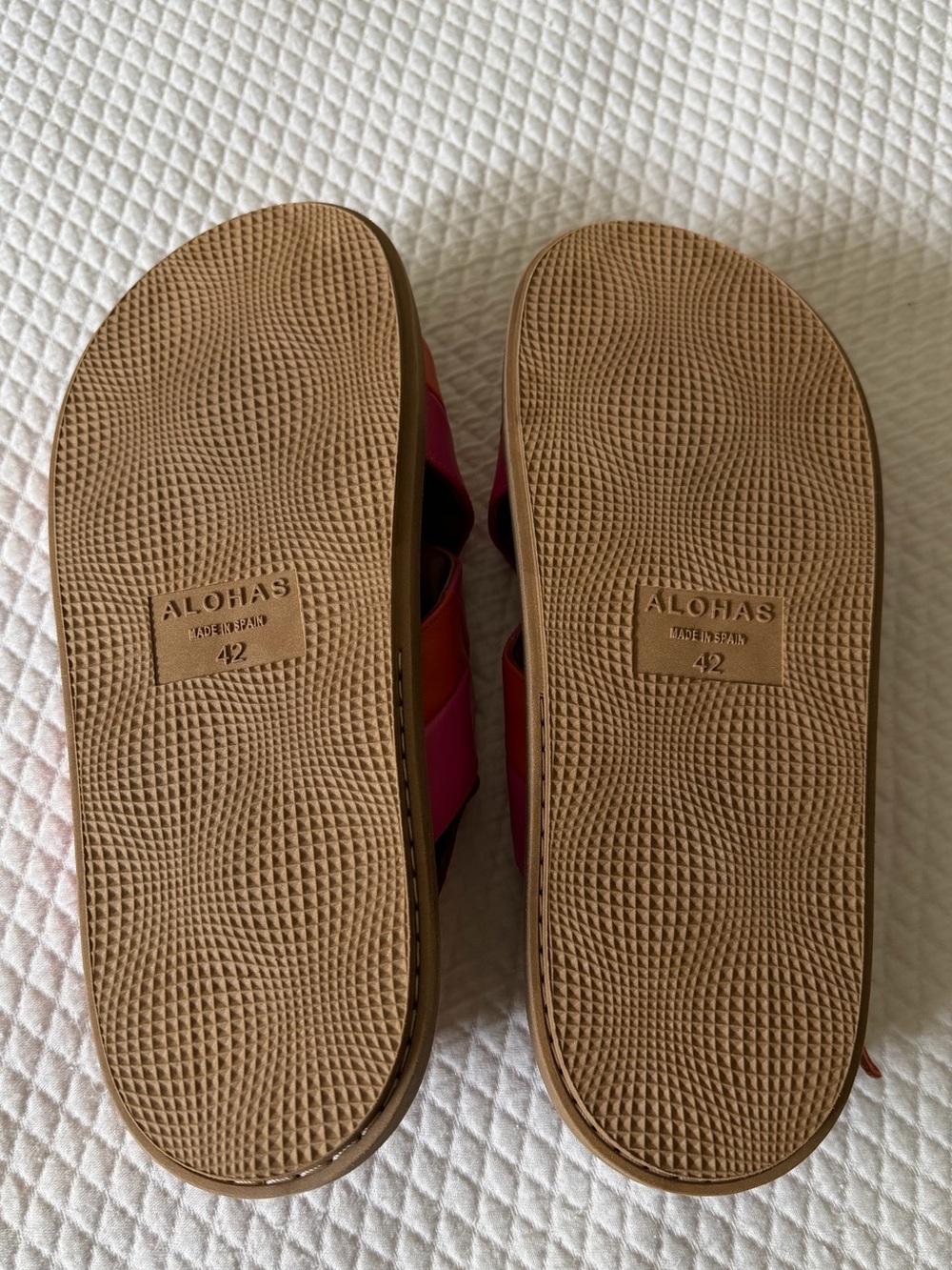 Alohas Scacchi Marshmallow Pink & Orange Leather Sandals Size 11 - Picture 2 of 5